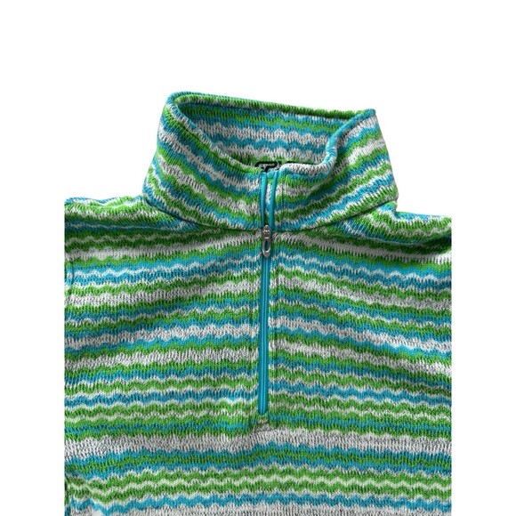 Spyder Women’s Knit Blue And Green 1/4th Zip Base Layer  Top Fall Jacket Size 8 - Picture 4 of 8